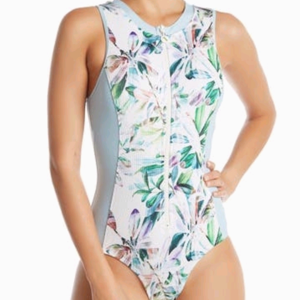 Next Malibu one piece zip floral swimsuit